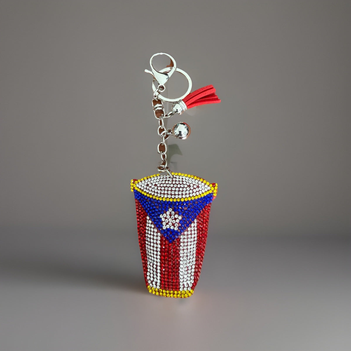 Puerto Rico flag Drum Bling Bling Keychain