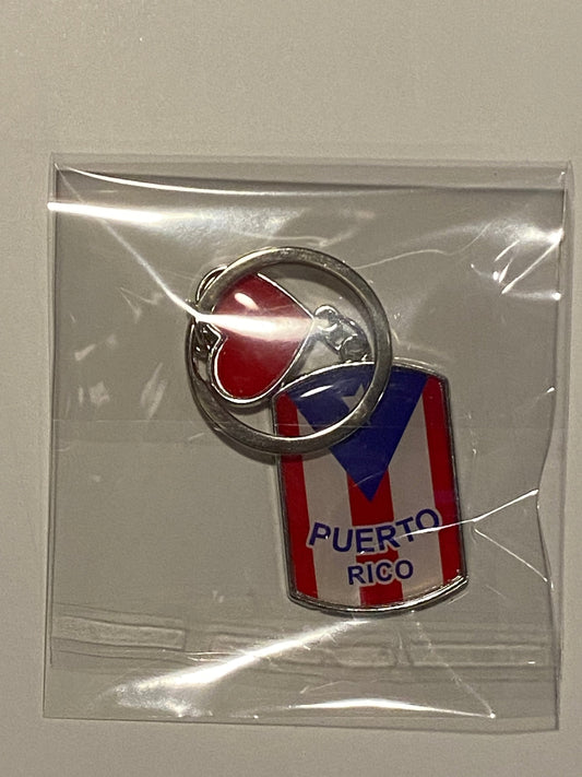 Puerto Rico Flag Keychain with a Small Heart