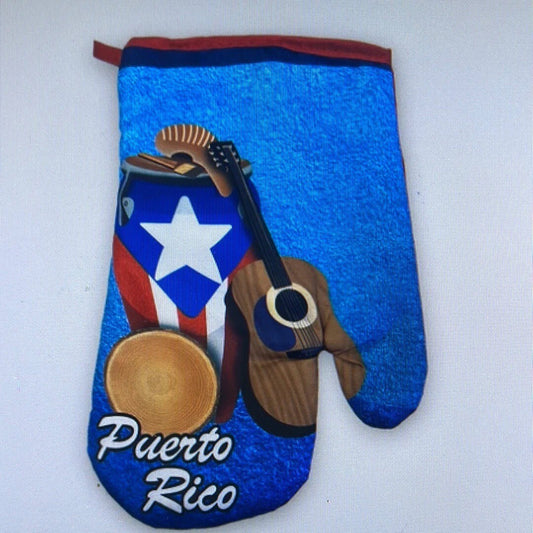 Puerto Rico Kitchen Pot Holder and Mitts 2 Piece Set Instrument