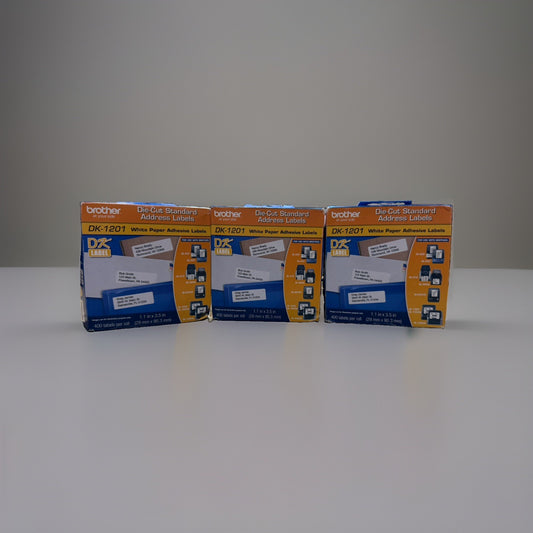Brother DK-1201 (3-Pack) Die-Cut Standard Address Paper Label Rolls