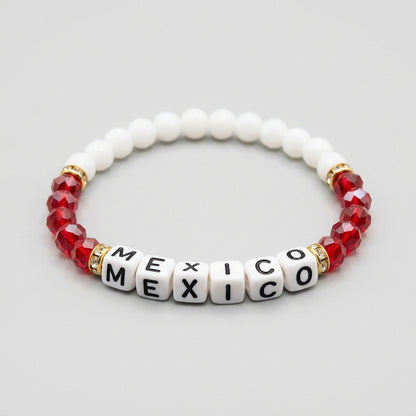 Mexico Beaded Letter Bracelet with National Colors & Lettering