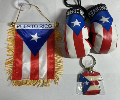 Puerto Rico lot Mini Banner, Boxing Gloves and Keychain 3 pieces FREE SHIPPING