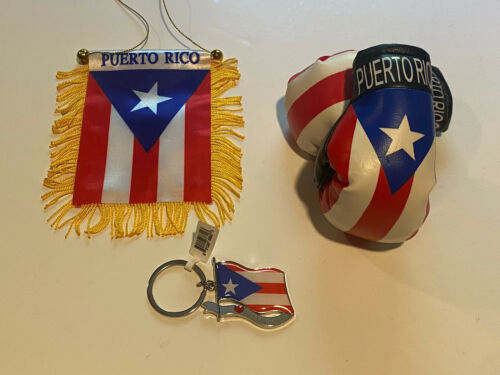 Puerto Rico lot Mini Banner, Boxing Gloves and Keychain 3 pieces