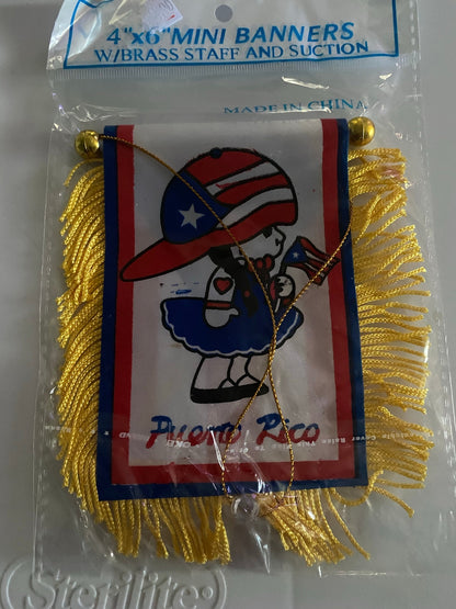 Puerto Rico Mini Banner Boricua Girl Car Window Flag 