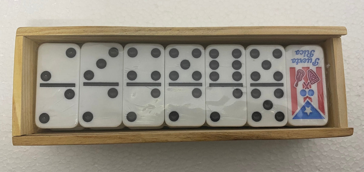 Puerto Rico Flag Dominoes Double six Boricua Wooden Box New