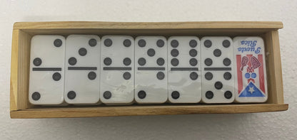 Puerto Rico Flag Dominoes Double six Boricua Wooden Box New