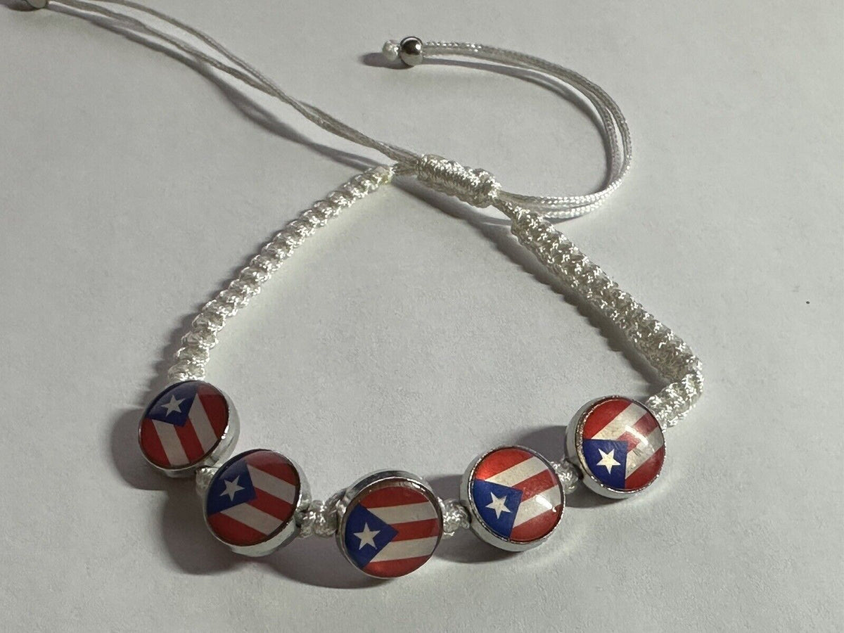 Puerto Rico Flag Macrame Bracelet Choose one color 