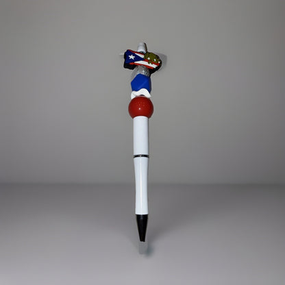 Puerto Rico Custom Handmade Beaded Pen PR Map with Flag and Coqui