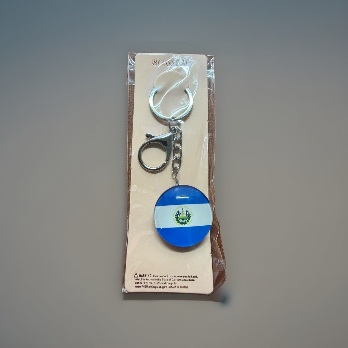 El Salvador Flag Keychain Round Double Ring Lobster Clasp Souvenir New