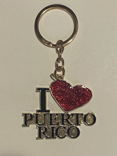 I Love Puerto Rico Heart Keychain 