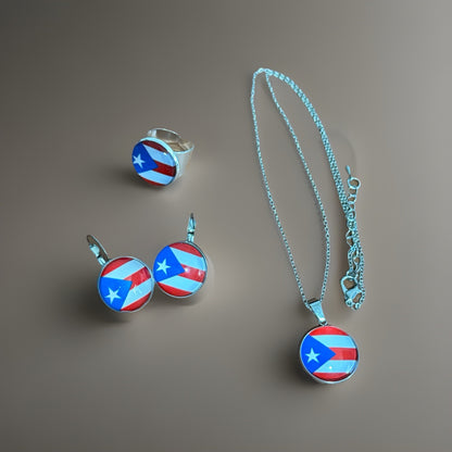 Puerto Rico Flag Jewelry Set Lot Set of 3 pieces