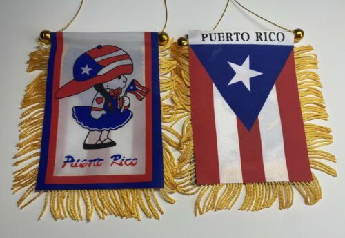 Puerto Rico Mini Banner Boricua Girl Car Window Flag 