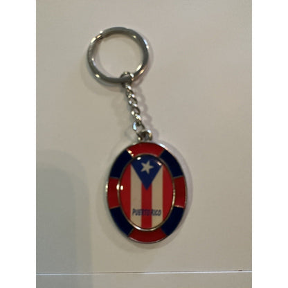 Puerto Rico Flag Keychain Multicolor Metal Oval Caribbean Souvenir Key Ring