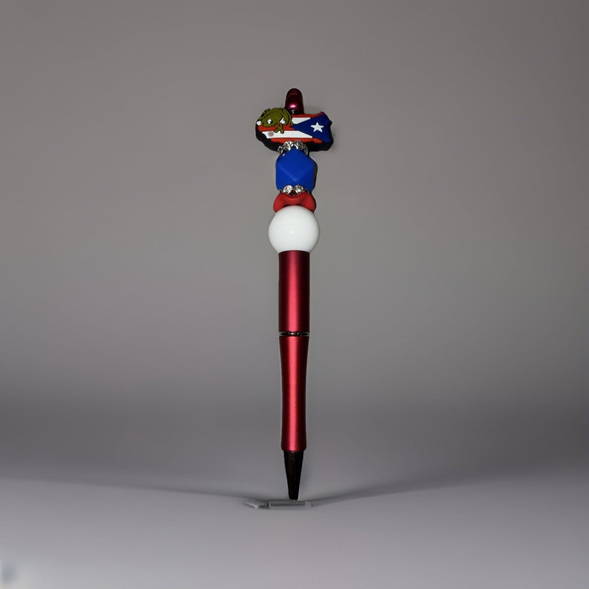 Puerto Rico Custom Handmade Beaded Pen PR Map with Flag and Coqui