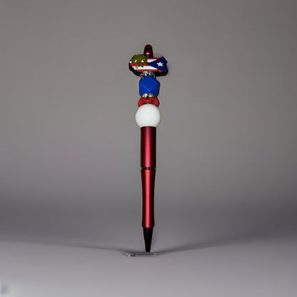 Puerto Rico Custom Handmade Beaded Pen PR Map with Flag and Coqui