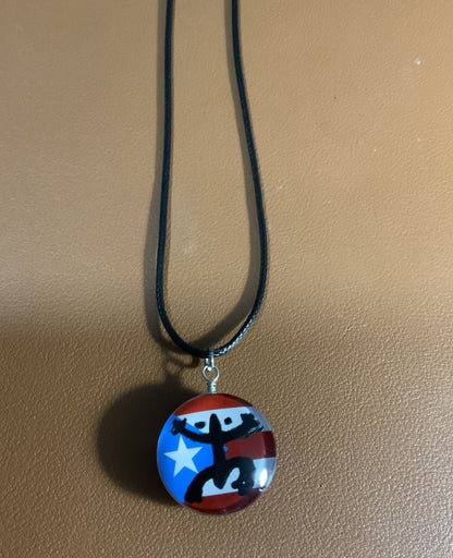 Puerto Rico Coqui Round Flag Necklace