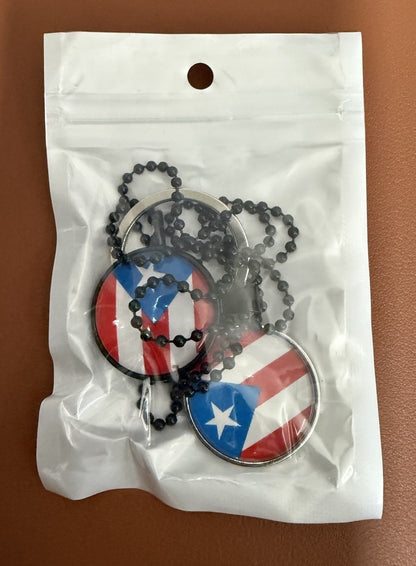 Puerto Rico Flag Set Necklace and Keychain 