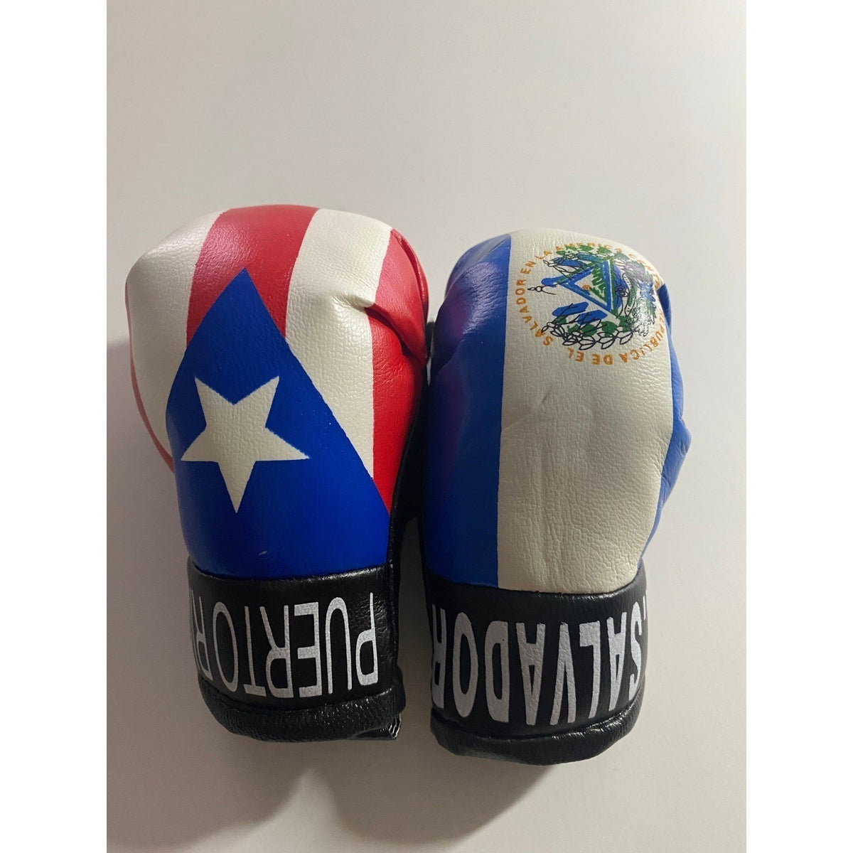 Puerto Rico and El Salvador Mini Boxing Gloves Flag Souvenir Hanging Car