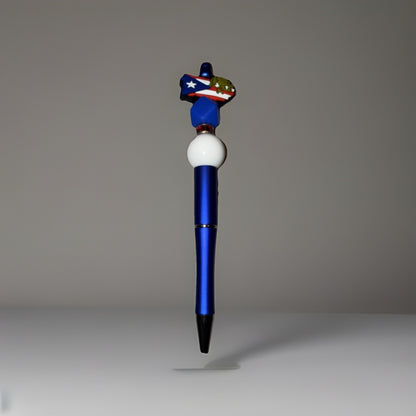 Puerto Rico Custom Handmade Beaded Pen PR Map with Flag and Coqui