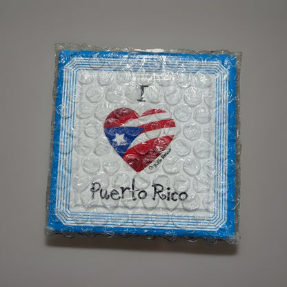 Puerto Rico Ceramic Frame I Love Puerto Rico Souvenir Orgullo Boricua Blue White