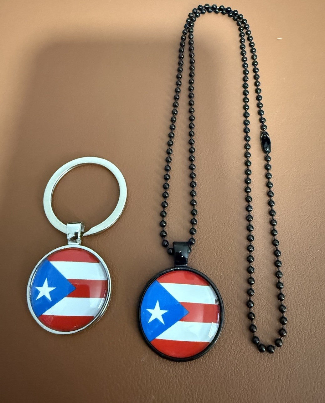 Puerto Rico Flag Set Necklace and Keychain Boricua Heritage Accessories New