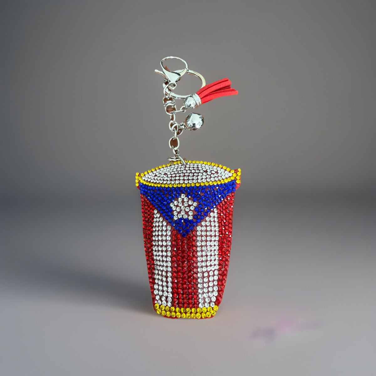 Puerto Rico flag Drum Bling Bling Keychain