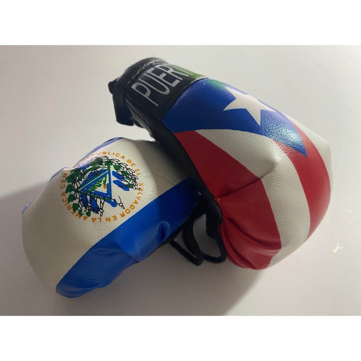 Puerto Rico and El Salvador Mini Boxing Gloves Flag Souvenir Hanging Car