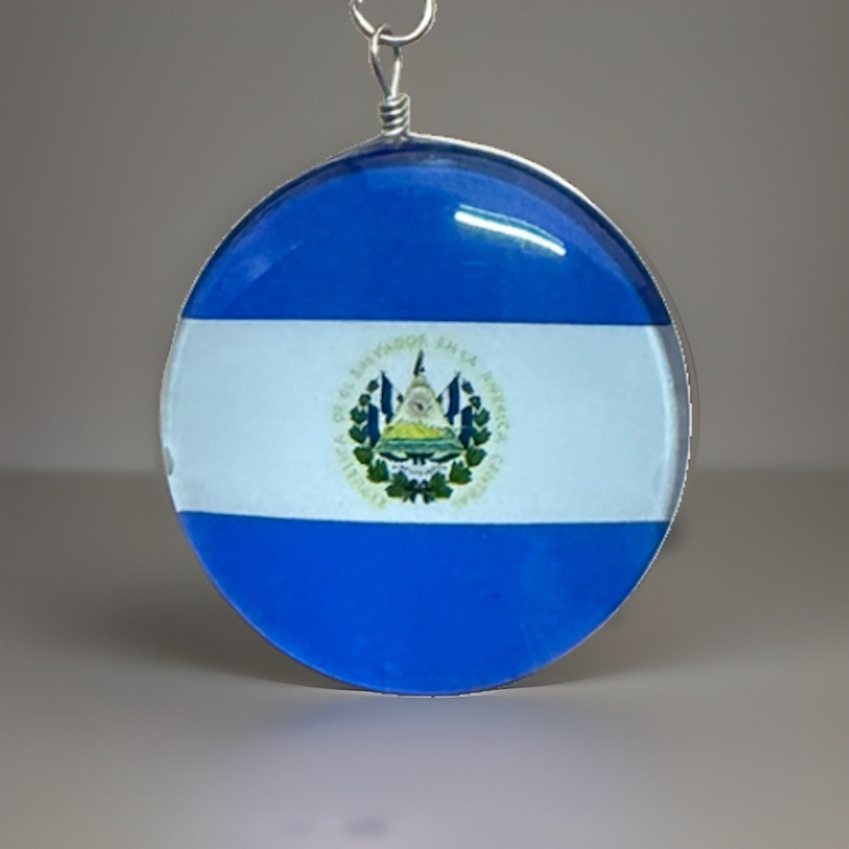 El Salvador Flag Keychain Round Double Ring Lobster Clasp Souvenir New