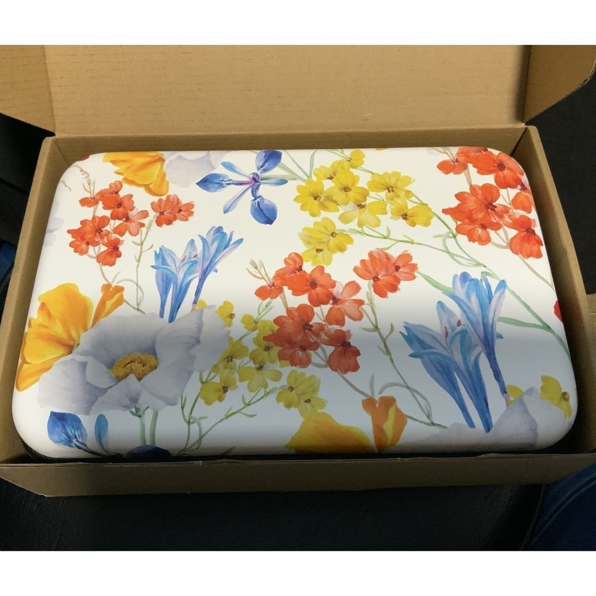 Case Floral Travel Storage Bag Organizer Hard Shell Zippered Case White Multi