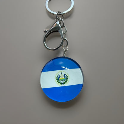 El Salvador Flag Keychain Round Double Ring Lobster Clasp Souvenir New