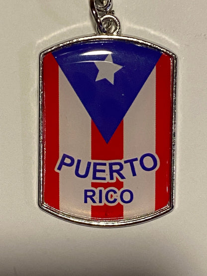 Puerto Rico Flag Keychain  with a Small Heart
