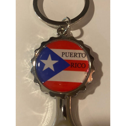 Rico Puerto Rico Flag Bottle Opener Keychain Mens Multicolor Metal Key Ring
