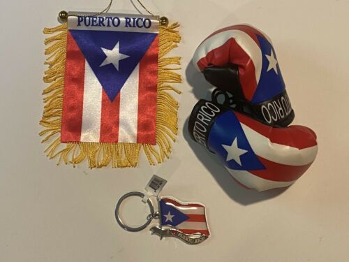 Puerto Rico lot Mini Banner, Boxing Gloves and Keychain 3 pieces