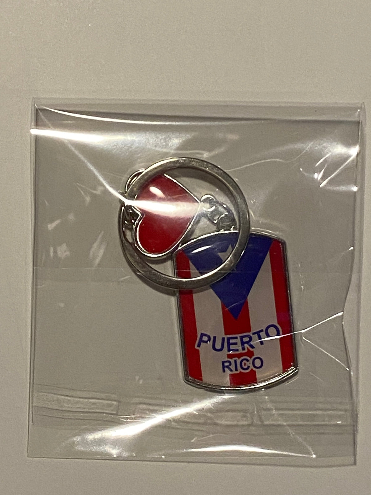 Puerto Rico Flag Keychain  with a Small Heart