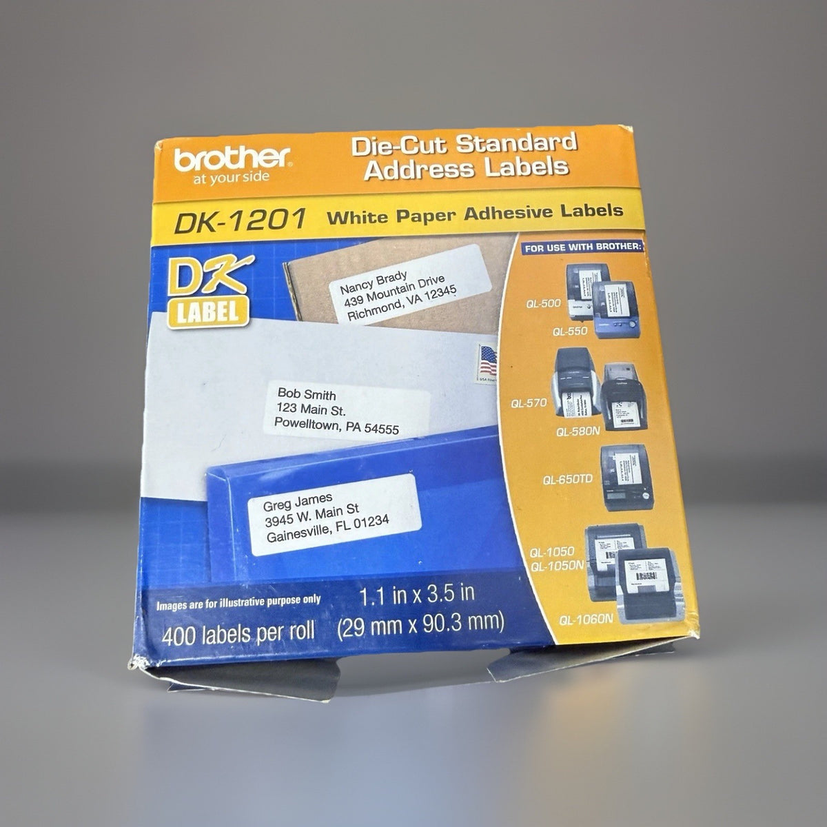 Brother DK-1201 (3-Pack) Die-Cut Standard Address Paper Label Rolls