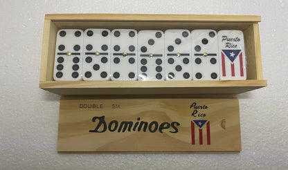 Puerto Rico Flag Dominoes Double six Boricua Wooden Box New