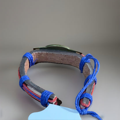 Puerto Rico Flag Leather Bracelet Oval