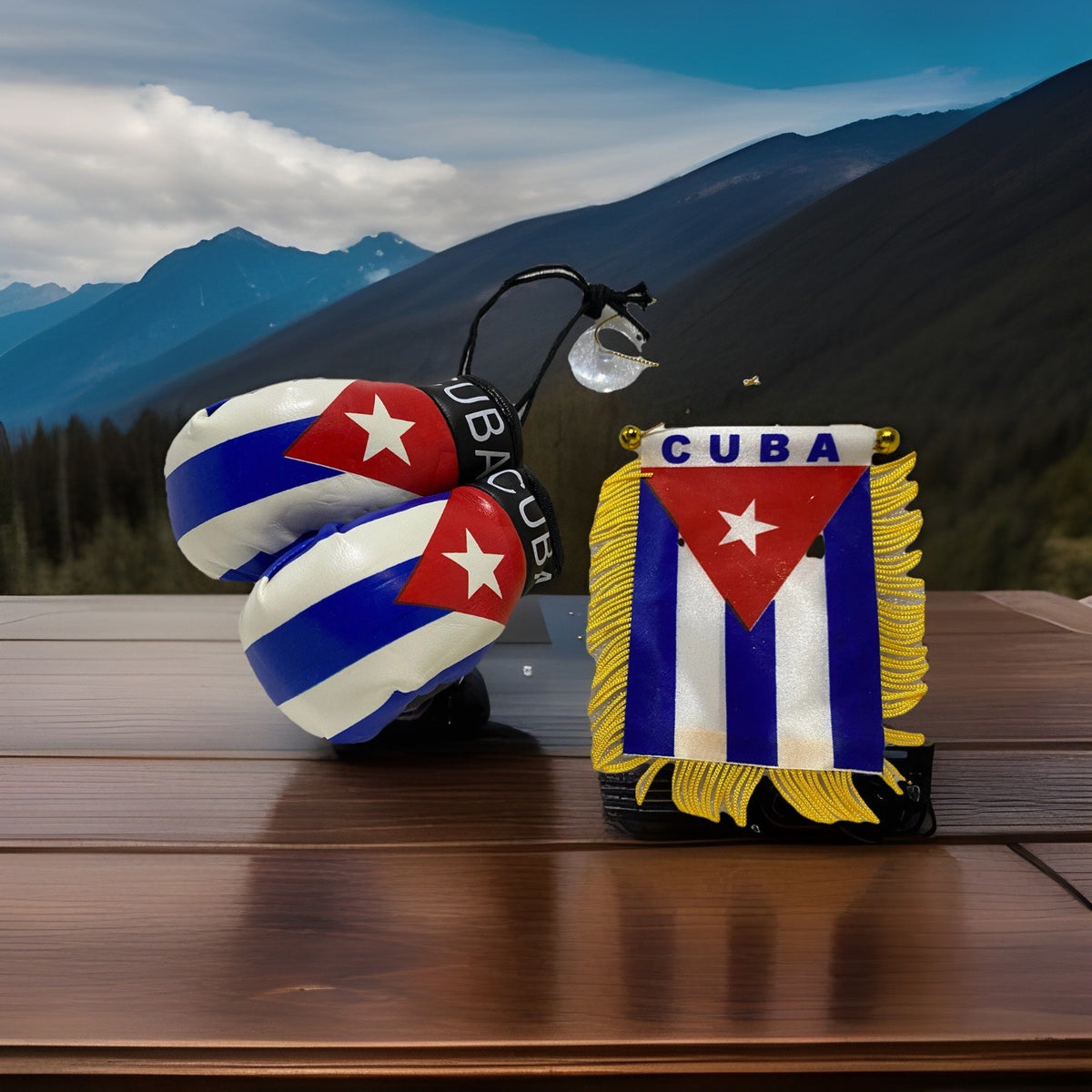 CUBA MINI FLAG AND MINI BOXING GLOVES COMBO Lot 2 Pieces