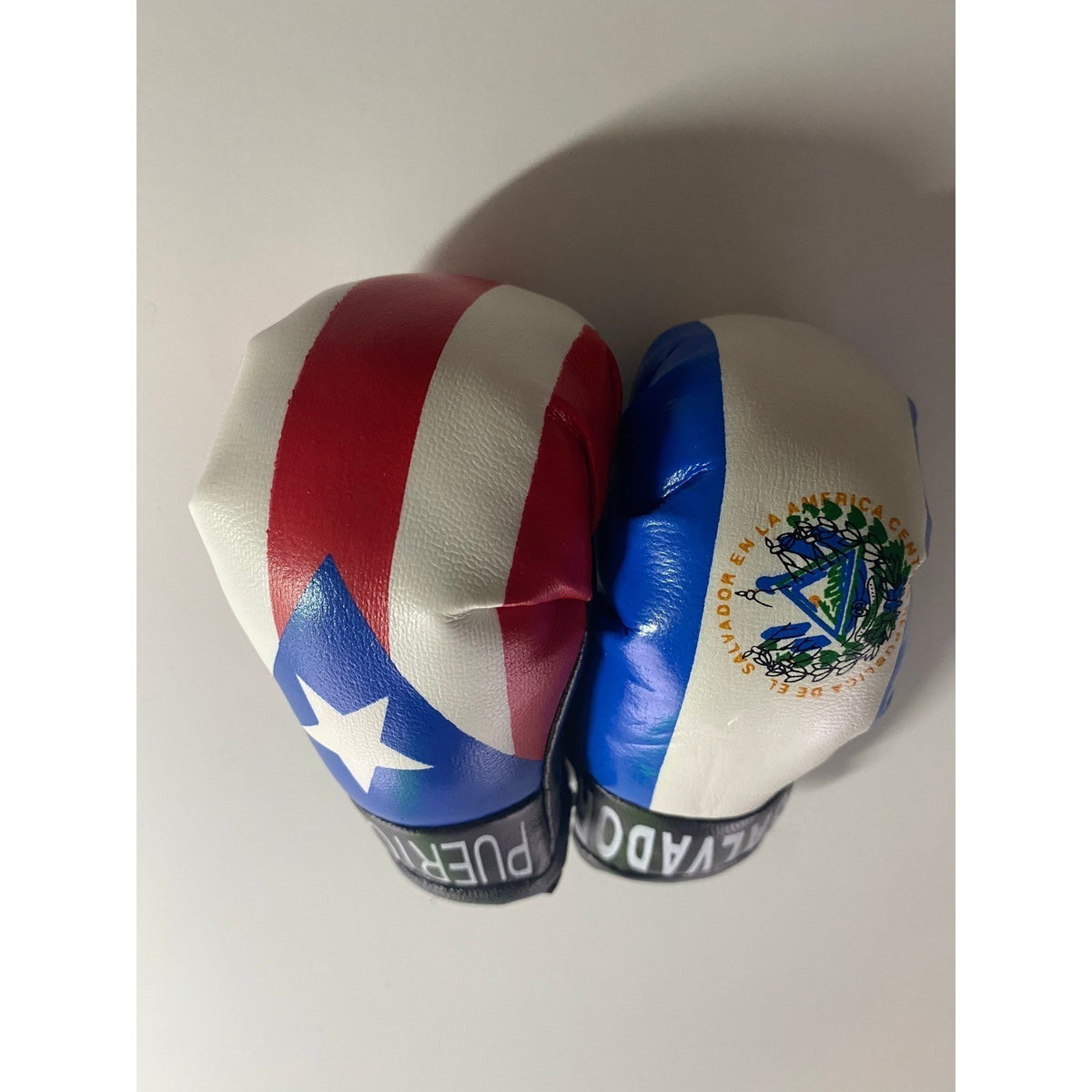 Puerto Rico and El Salvador Mini Boxing Gloves Flag Souvenir Hanging Car