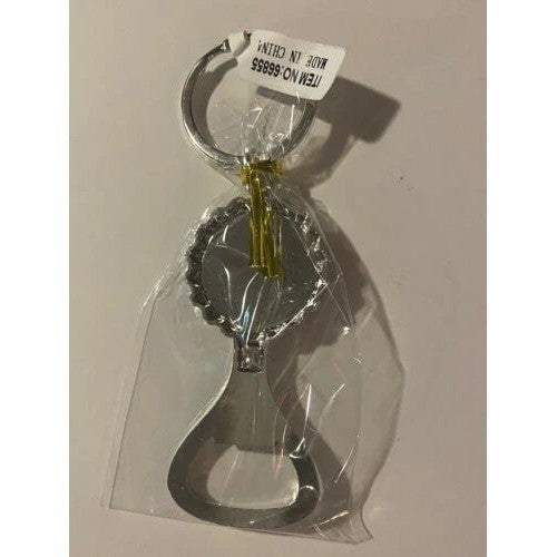 Puerto Rico Flag Bottle Opener Keychain Silver Tone Metal Souvenir Accessory