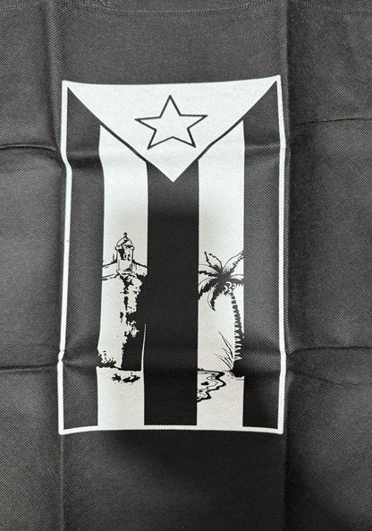 Puerto Rico Black Flag Reusable Bag Set of 2 Black White Shopping Totes 17x18.5