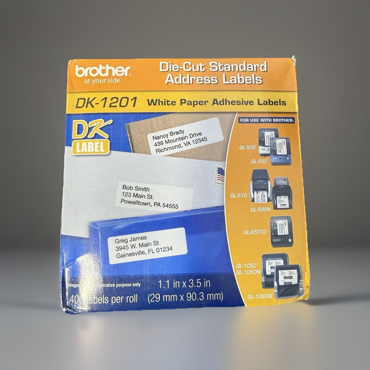 Brother DK-1201 (3-Pack) Die-Cut Standard Address Paper Label Rolls