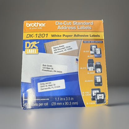 Brother DK-1201 (3-Pack) Die-Cut Standard Address Paper Label Rolls