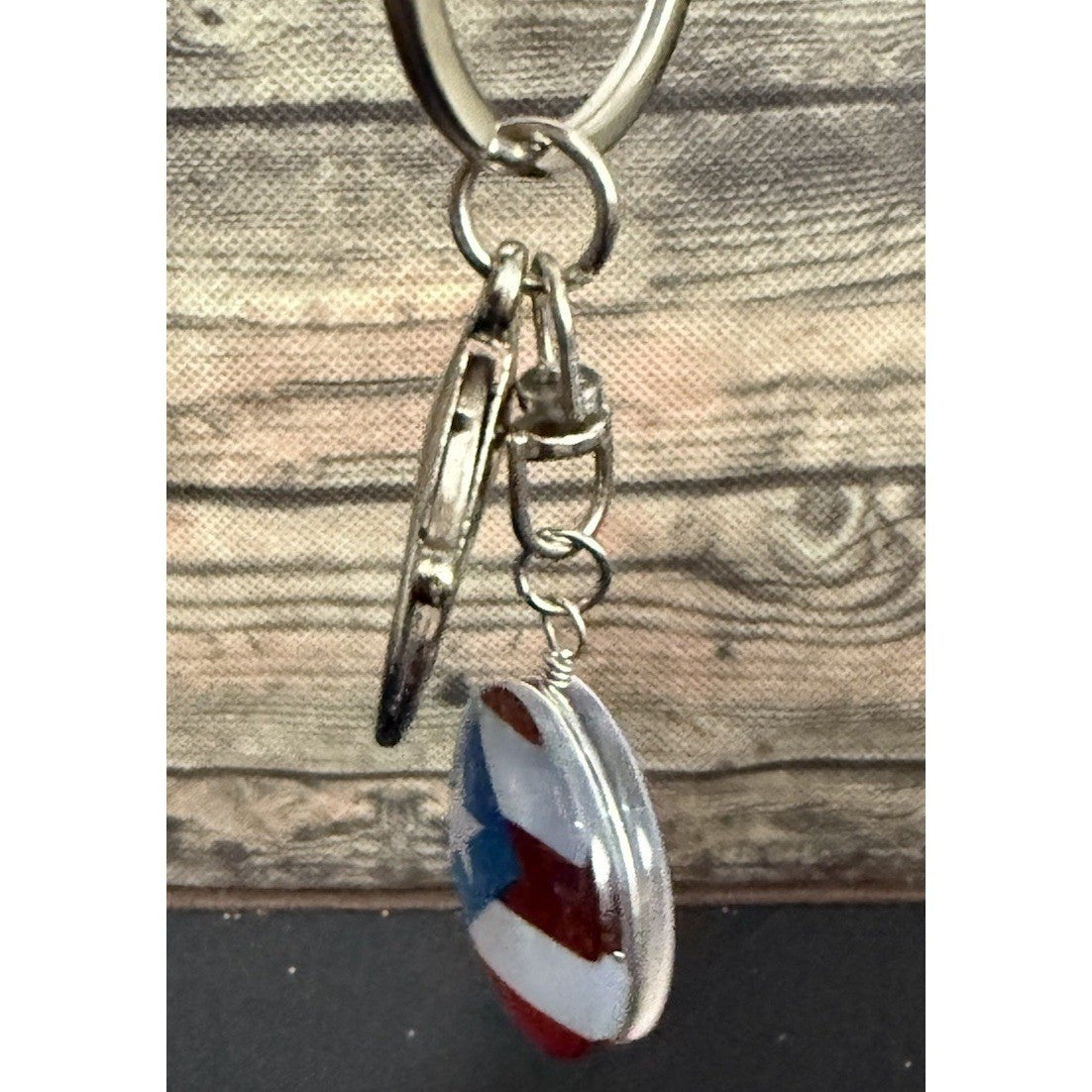 Puerto Rico Round Flag Keychain Metal Lobster Clasp Red White Blue Boricua