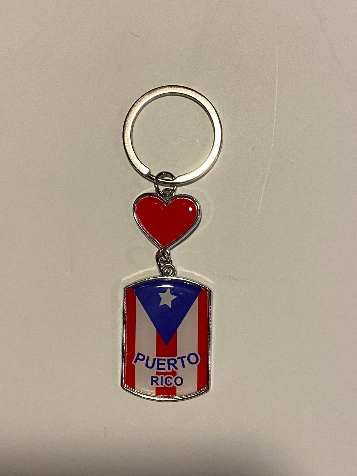 Puerto Rico Flag Keychain  with a Small Heart