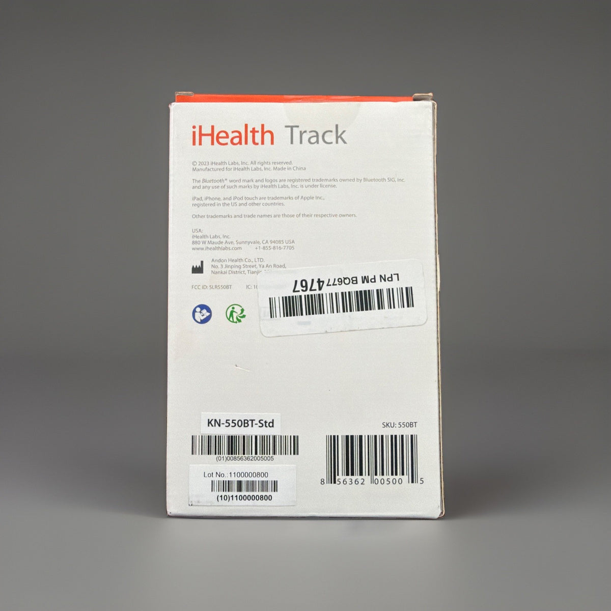 iHealth Track Blood Pressure Monitor Bluetooth Upper Arm Cuff KN-550BT Open Box