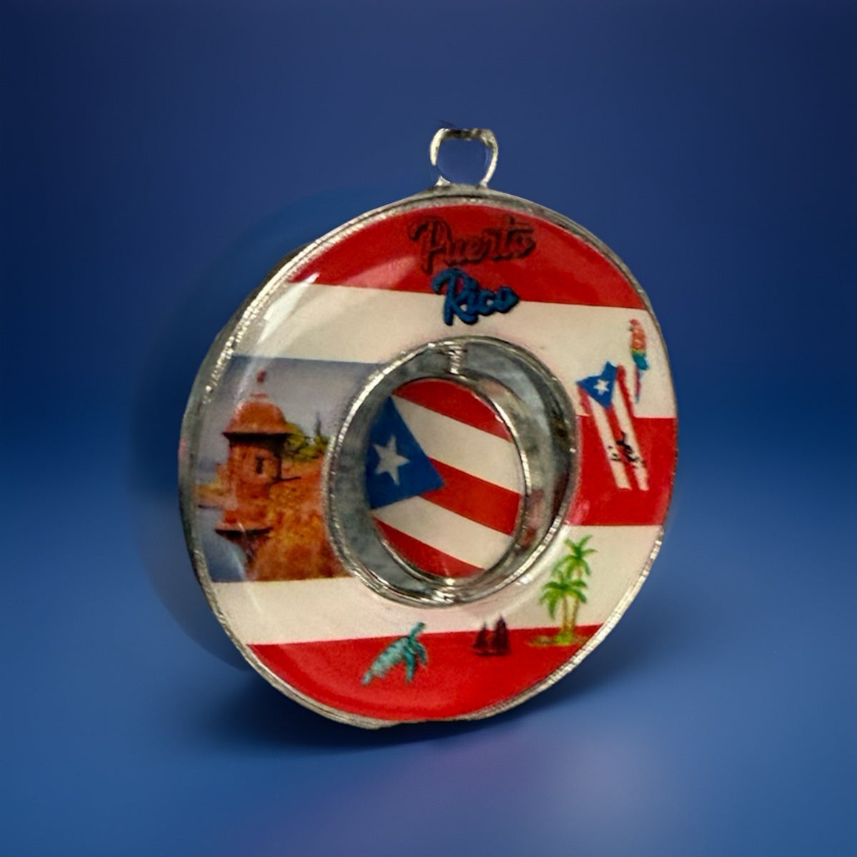 Puerto Rico Flag Key chain with graphic design