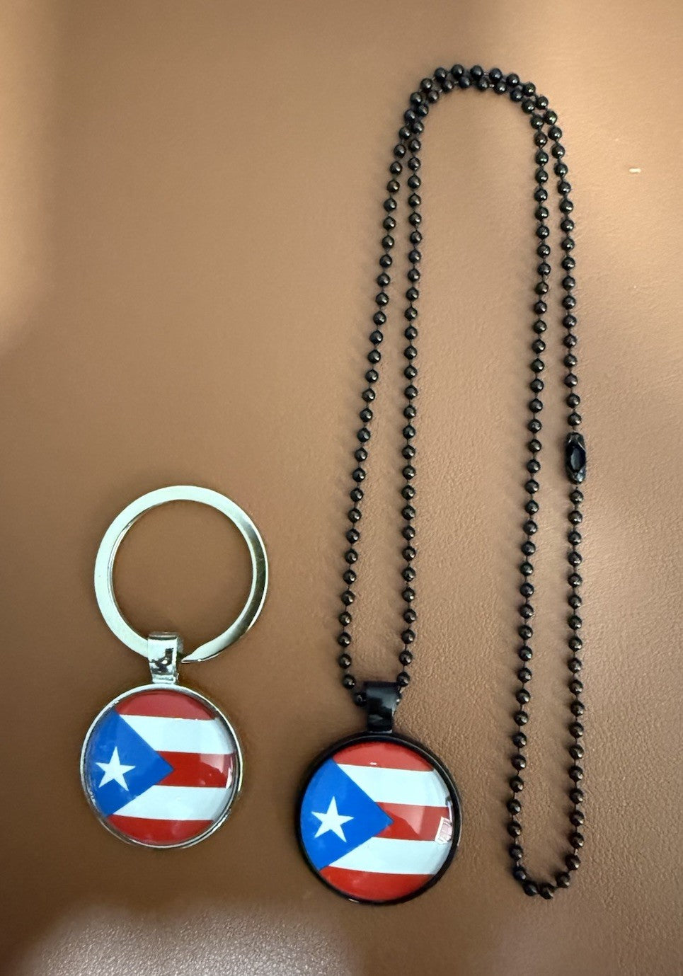 Puerto Rico Flag Set Necklace and Keychain Boricua Heritage Accessories New