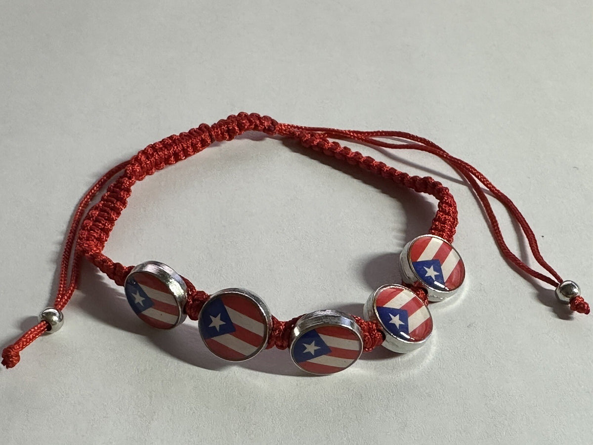 Puerto Rico Flag Macrame Bracelet Choose one color 