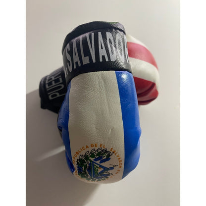 Puerto Rico and El Salvador Mini Boxing Gloves Flag Souvenir Hanging Car